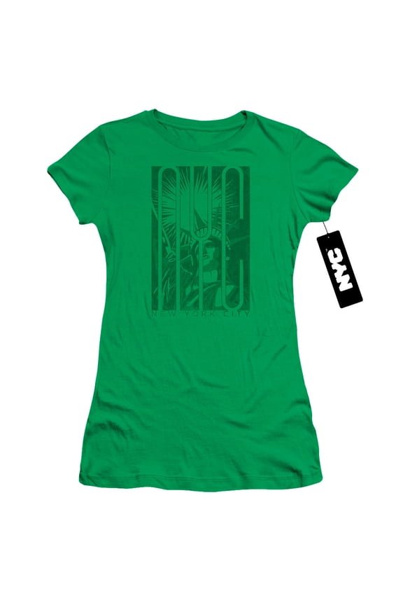 New York City Liberty Junior Women's T-Shirt Sheer Kelly Green