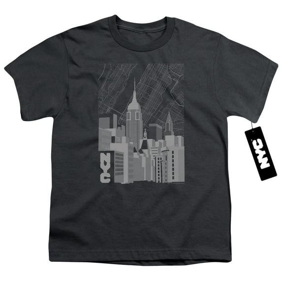 New York City Manhattan Monochrome Youth 18/1 T-Shirt Charcoal