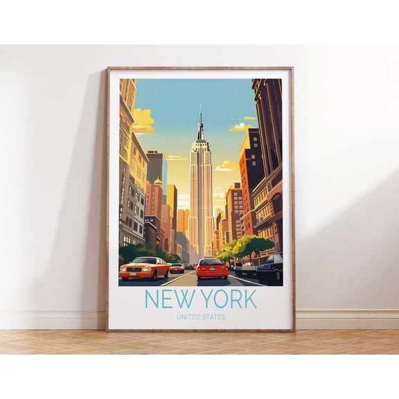 New York City Manhattan Urban Skyline Wall Art, Unframed Paper Print Size 8x12