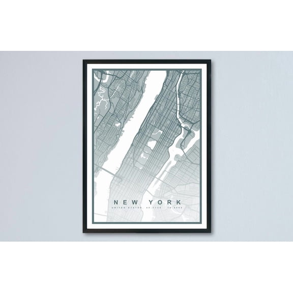 New York City Map Manhattan Urban Travel Decorative Interior Wall Art Poster