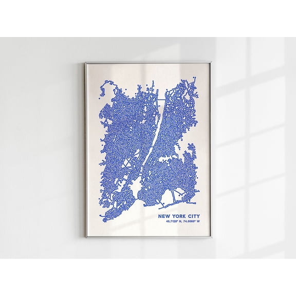New York City Map Wall Art, Nyc Map Posters, New York Map Poster, New York Map Wall Art, New York Poster, Nyc Poster, New York City, Stretched Canvas Size 8x12