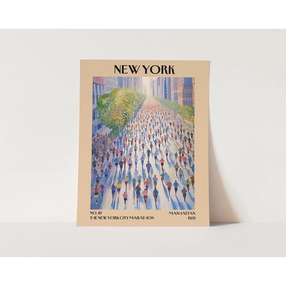 New York City Marathon 1970 Vintage Manhattan Art Poster 8x12 - UNFRAMED