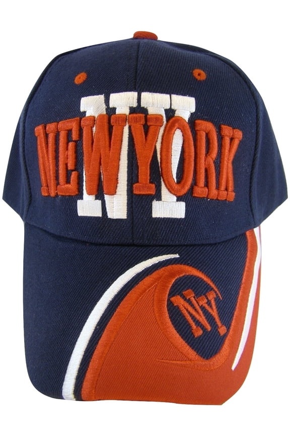 New York City Men's NY Wave Pattern Adjustable Baseball Cap (Navy/Red)