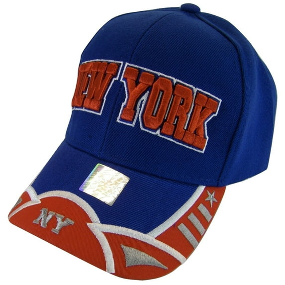 New York City Men's Small Star & Dashes 2-Tone Adjustable Baseball Cap (Royal/Red)