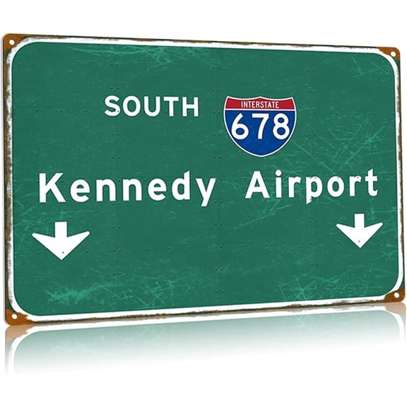 New York City Metal Tin Signs Nyc East Interstate 80 Metal Poster Highway Direction Signage Vintage Street Airport Farmhouse Wall Decor 8x12 Inches