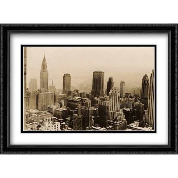 New York City Midtown - 1935 2x Matted 38x28 Large Black Ornate Framed Art Print by The Cityscape Art Print Series