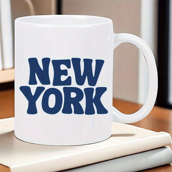 New York City Mug Bold Navy Blue Letters NYC Themed Coffee Cup Home Office Travel Ideal New York Lovers Birthday Housewarming Durable Ceramic Cup Citythemed Drinkware Stylish Drink