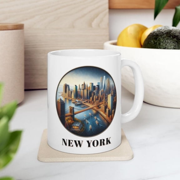 New York City Mug Scenic Travel Gift, Coffee Lover uvenir oz.