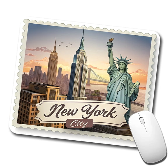 New York City NY Travel City State Stamp Mouse Pad Low Profile Gaming Mat