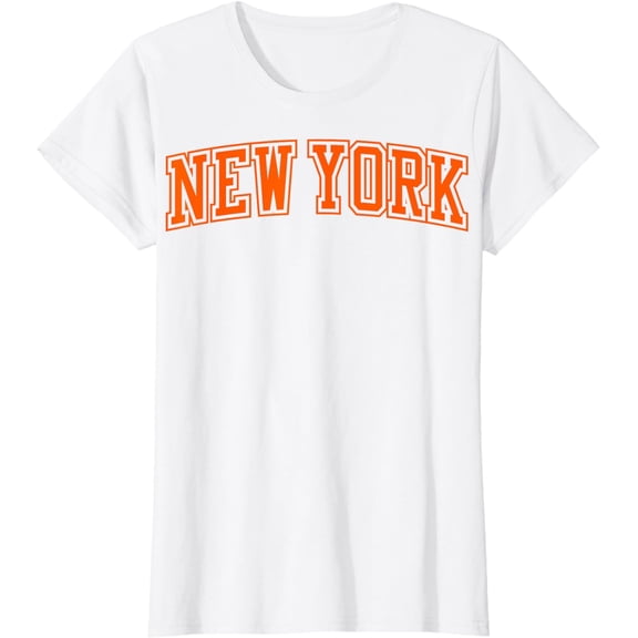 New York City NY Varsity Style NYC Big Apple Orange Outline T-Shirt