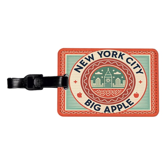 New York City NYC Big Apple Travel Vacation Stamp Faux Leather Travel Luggage Tag