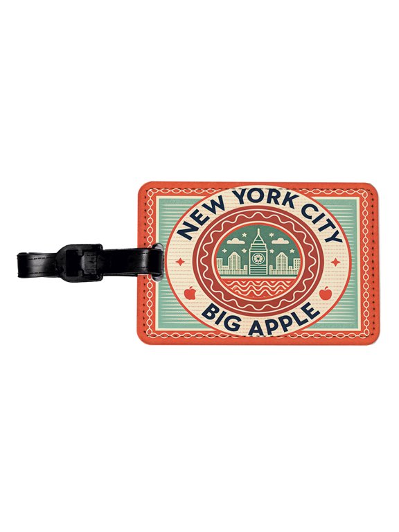 New York City NYC Big Apple Travel Vacation Stamp Faux Leather Travel Luggage Tag