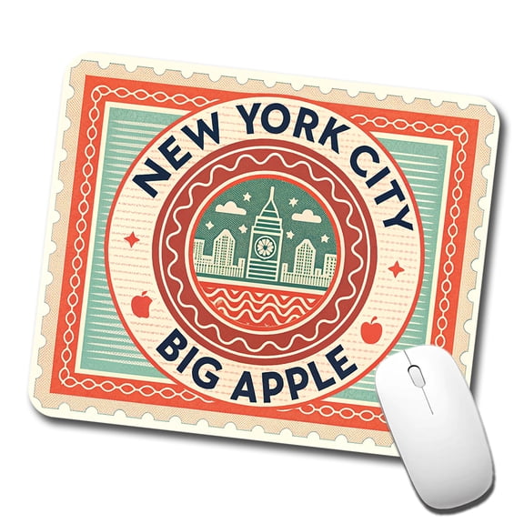New York City NYC Big Apple Travel Vacation Stamp Mouse Pad Low Profile Gaming Mat
