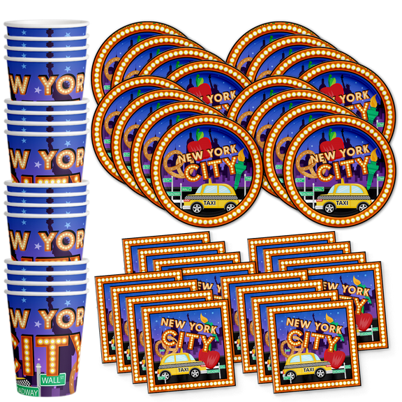 New York City NYC Birthday Party Supplies Set Plates Napkins Cups Tableware Kit for 16