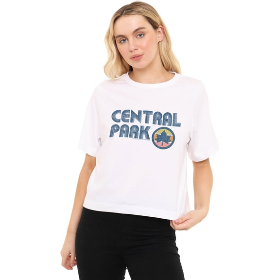 New York City Nyc Central Park Logo Women's Boxy Cropped T-Shirt Casual Graphic Tee