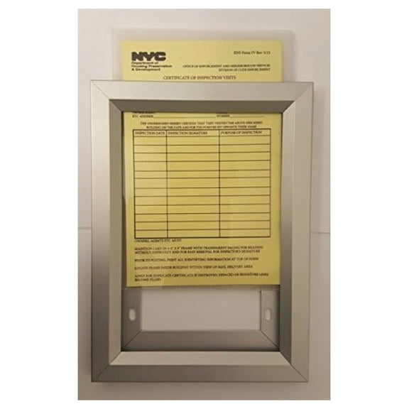 New York City NYC Inspection Frame - HPD Inspection Frame (Size 6X9 Inch, Heavy Duty, Aluminium,)