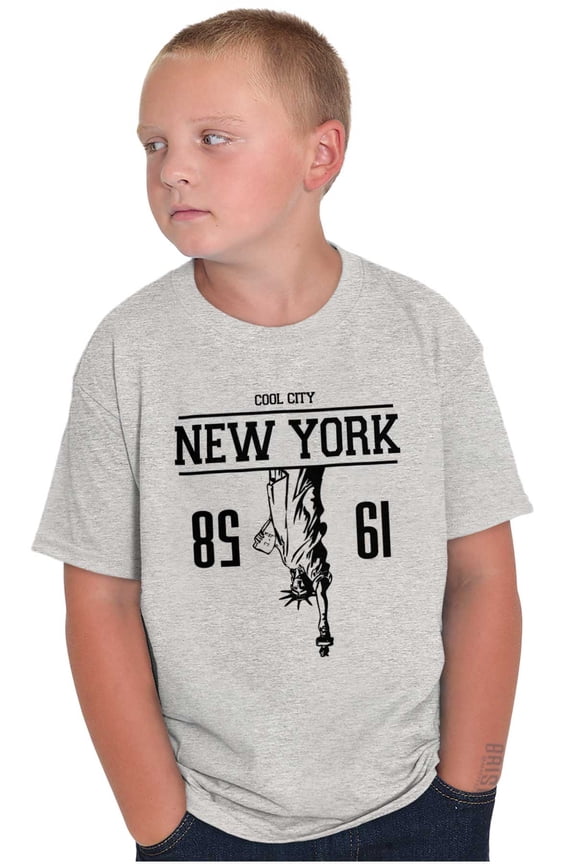 New York City NYC Statue of Liberty Crewneck T Shirts Boy Girl Teen Brisco Brands X
