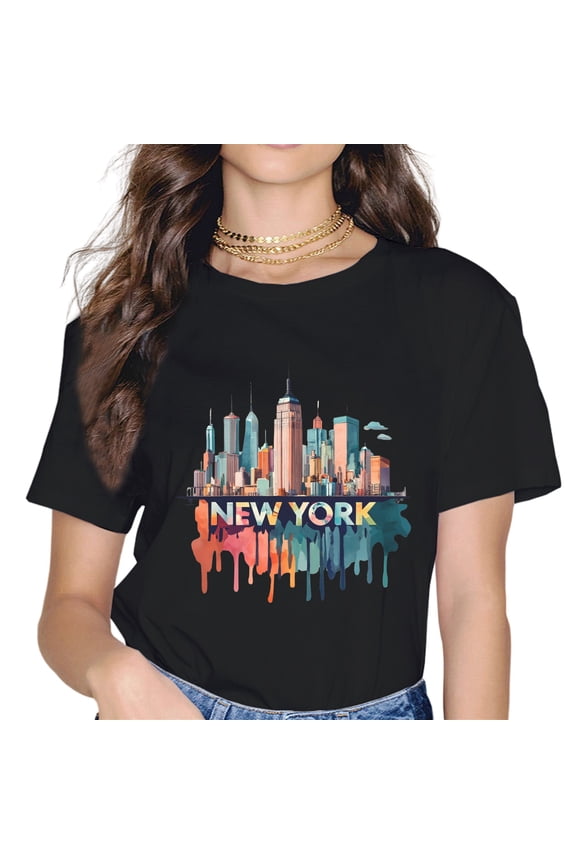New York City NYC Watercolour Art Big Apple Skyline Souvenir T-Shirt