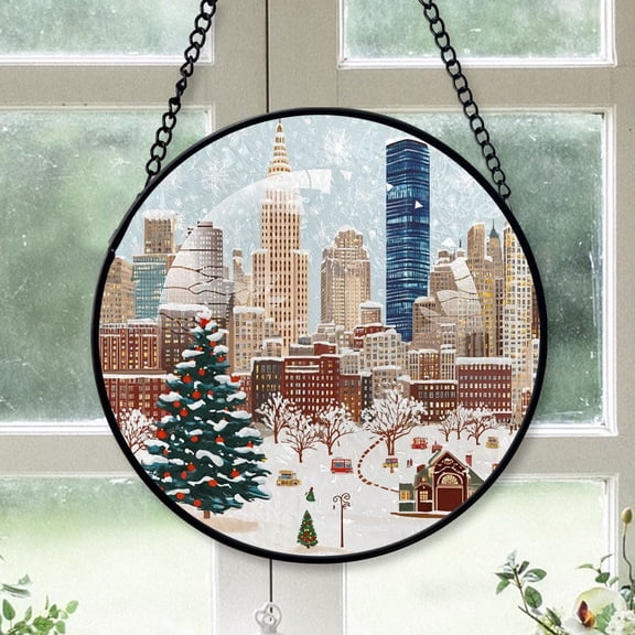 New York City New York, Personalized New York City Stained Glass Suncatcher, New York City Gift, Ornament for Travel Lovers P5qyi9