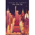 thumbnail image 1 of New York City, New York, Statue of Liberty, Neon Skyline (9x12 Wall Art Print, Home Decor), 1 of 3
