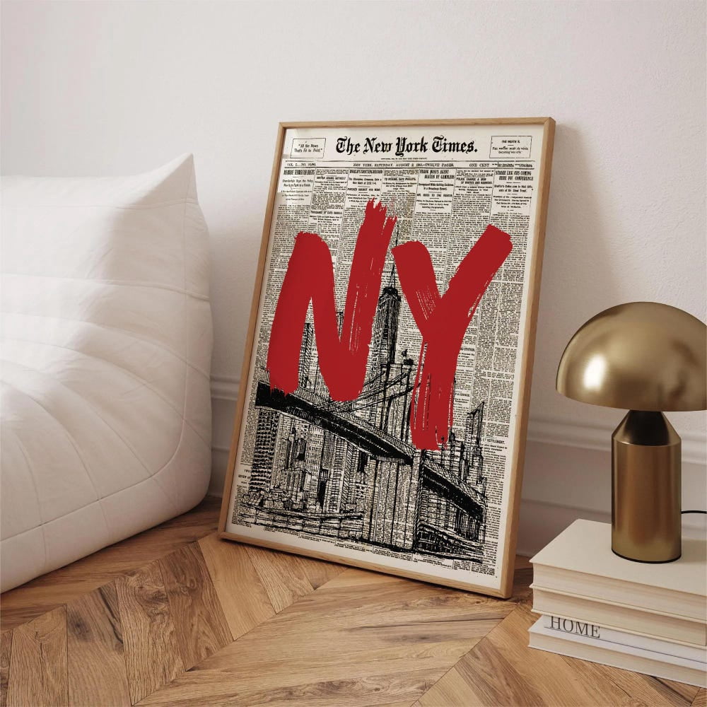 New York City Newspaper Nyc Graffiti Bar Travel Poster - Walmart.com