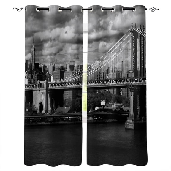 New York City Night Room Curtains Large Window Window Curtains Dark Living Room Decor Bedroom Fabric Decor Cur