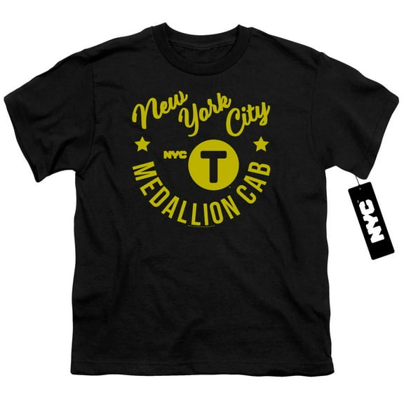 New York City Nyc Hipster Taxi Tee Youth 18/1 T-Shirt Black