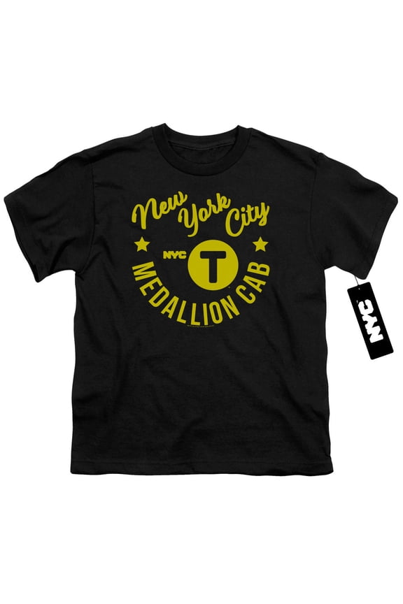 New York City Nyc Hipster Taxi Tee Youth 18/1 T-Shirt Black