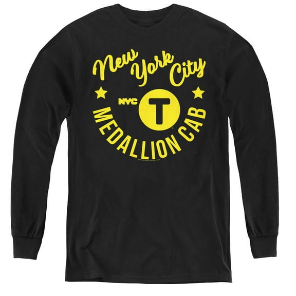 New York City - Nyc Hipster Taxi Tee - Youth Long Sleeve Shirt - X-Large