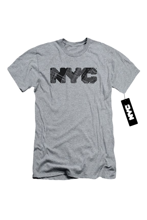 New York City Nyc Map Fill Adult 30/1 T-Shirt Athletic Heather