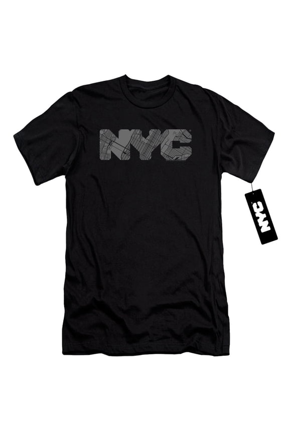 New York City Nyc Map Fill Adult 30/1 T-Shirt Black
