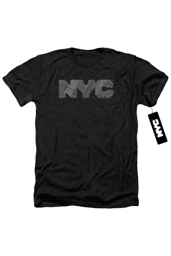 New York City - Nyc Map Fill - Heather Short Sleeve Shirt - X-Large