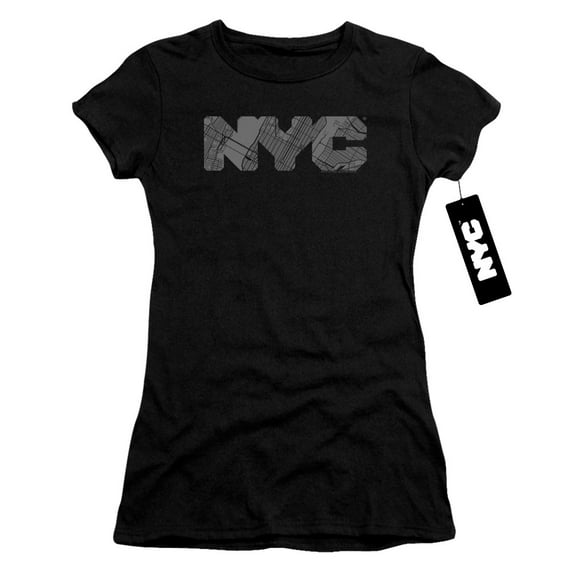 New York City Nyc Map Fill Junior Women's T-Shirt Sheer Black