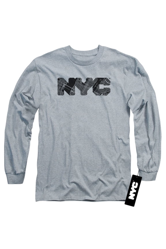 New York City - Nyc Map Fill - Long Sleeve Shirt - Large