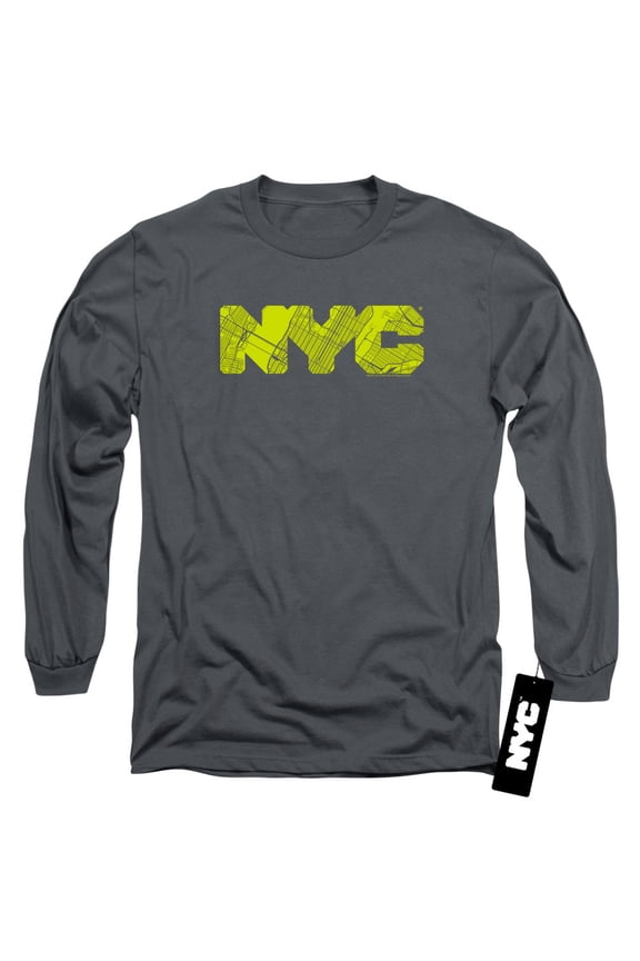 New York City - Nyc Map Fill - Long Sleeve Shirt - Medium