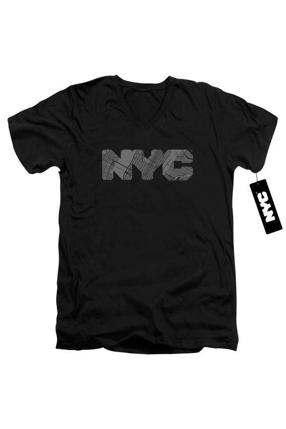 New York City - Nyc Map Fill - Slim Fit V Neck Shirt - Medium