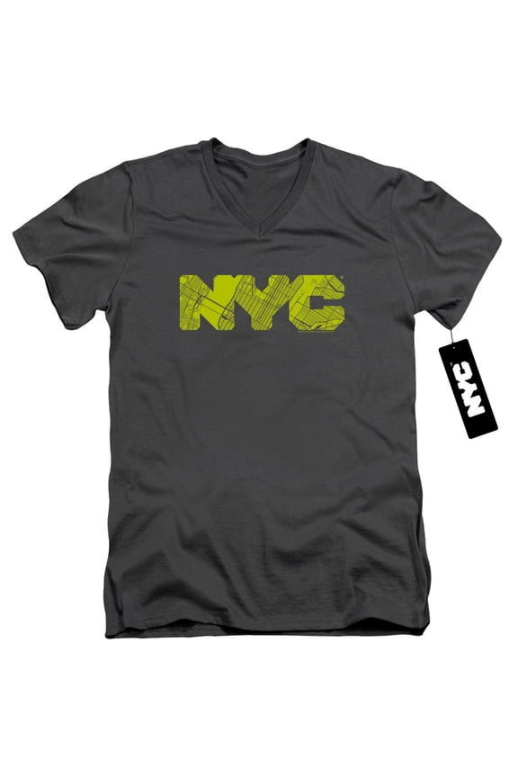 New York City - Nyc Map Fill - Slim Fit V Neck Shirt - Small