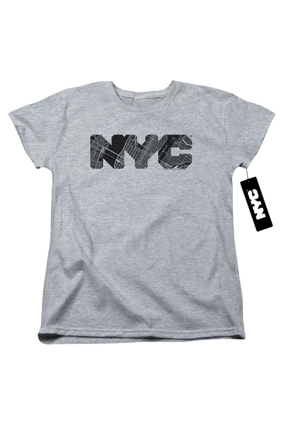 New York City Nyc Map Fill Women's T-Shirt Athletic Heather