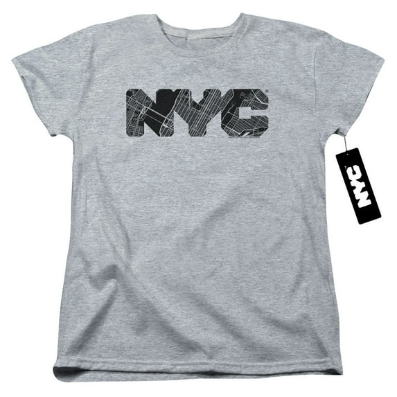 New York City Nyc Map Fill Women's T-Shirt Athletic Heather
