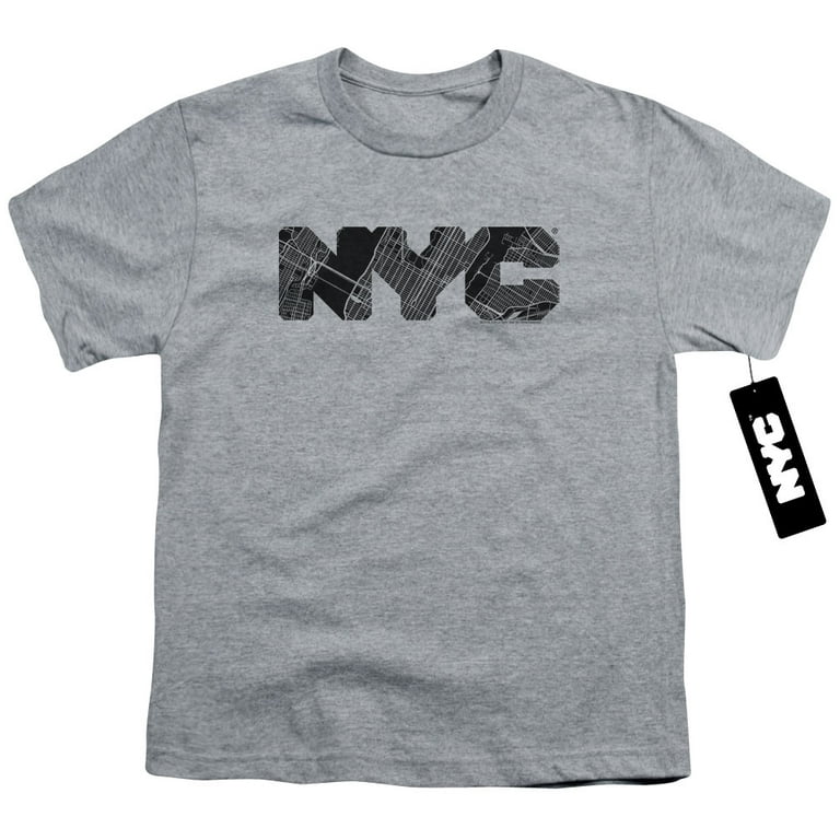 Heather York City Map Fill New T-Shirt Nyc Youth 18/1 Athletic