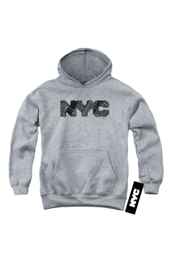 New York City Nyc Map Fill Youth Pullover Hoodie Sweatshirt Athletic Heather