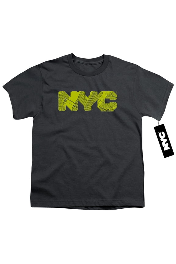 New York City - Nyc Map Fill - Youth Short Sleeve Shirt - Medium