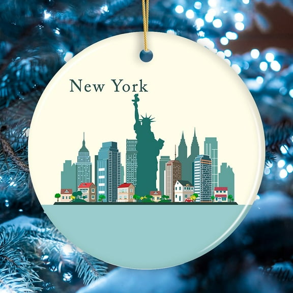 New York City Ornament, Minimalist NYC Christmas Decoration