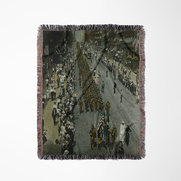 New York City Parade Wwi 1918, Woven Blanket