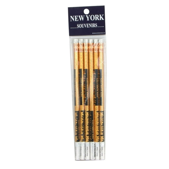 New York City Pencils 6 Pack Gold with NYC Skyline