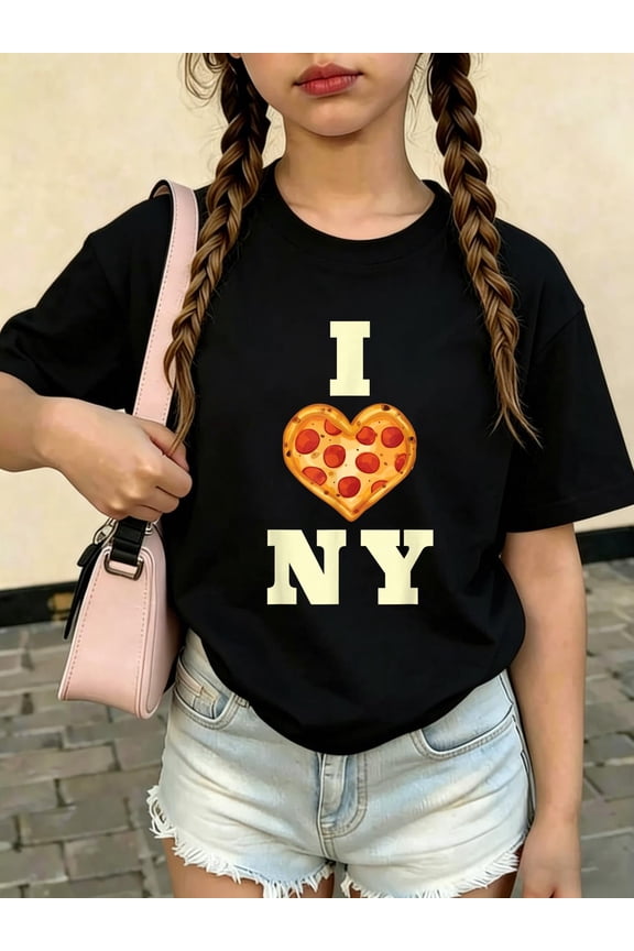 New York City Pizza Love Gift Big Apple State Souvenir Kids T-Shirt Kids Graphic T Shirt Casual Cotton Tee