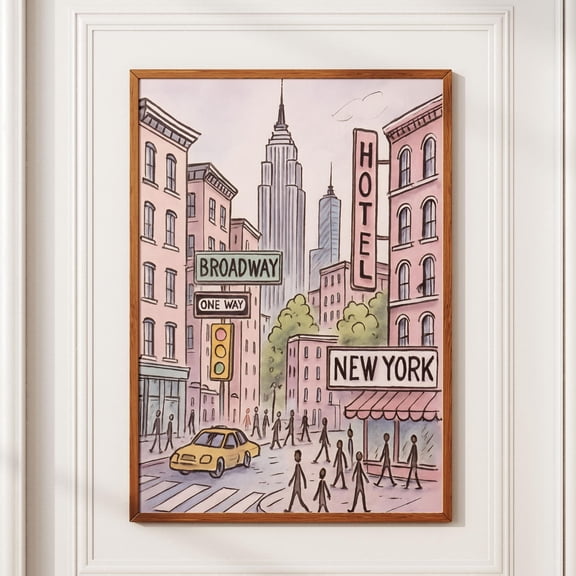New York City Poster Broadway Poster Pastel NYC Illustration , Poster Print Only