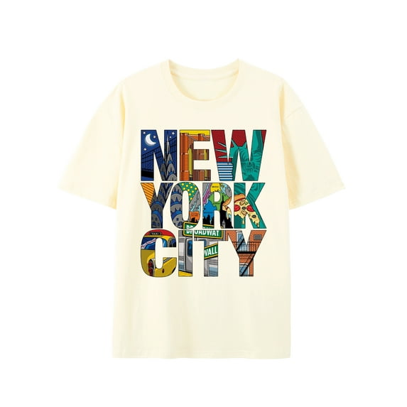 New York City Print 100% Cotton T-Shirt, Casual Short Sleeve Crew Neck Comfortable T-Shirt For Spring & Summer, Women's Oversized XS-XXL Clothing