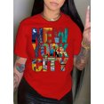thumbnail image 1 of New York City Print 100% Cotton T-Shirt, Casual Short Sleeve Crew Neck Comfortable T-Shirt For Spring & Summer, Women's Oversized XS-XXL Clothing, 1 of 7