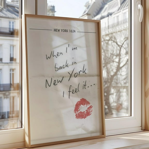 New York City Print,Meet Me In New York,When I'M Back In New York I Feel It,Kiss Me In Nyc,Retro Vintage Nyc Poster, With Love From New York Wall Art, Modern Wall Decor, 8x12 UNFRAMED